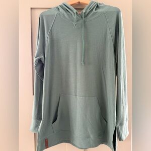 AMPERSAND AVE Chive Green Sideslit Hoodie